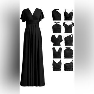 Elegant Black Convertible Bridesmaid Dress